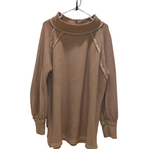 Free People We The Free She’s a Keeper Sweater Tan Pullover Size Medium - Picture 15 of 15